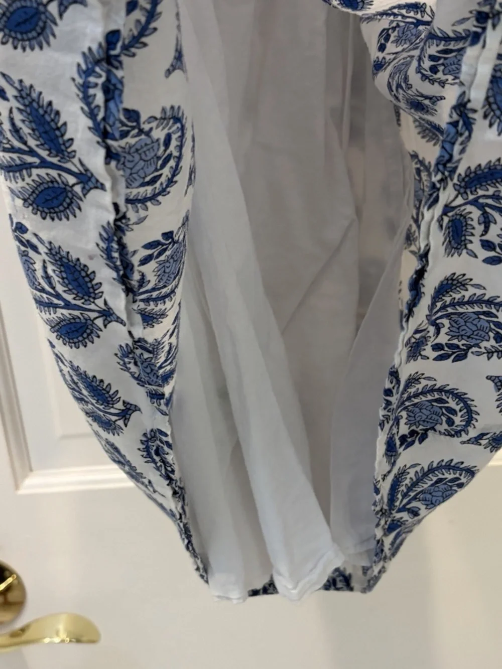 Crewcuts Girls Size 4 Blue White Smocked Lined Puff Sleeve 100% Cotton Dress
